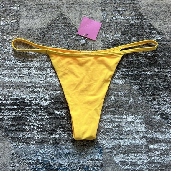 Awful Bitter Womens Large L Classic Bikini Bottom Thong Yellow Summer Beach - Picture 5 of 5